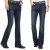 Mäns jeans 2023 Business Casual Pants Man Mid midja Elastic Slim Boot Cut Semiflared Four Seasons Bell Bottom 2638 231213