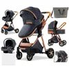 Strollers# Royal Luxury Baby 3 In 1 Stroller High Landscape Folding Wagen Pram Carrage Portable Travel Cars Drop levering Kinderen DHW0G Q240429