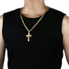 Religious Men Crucifix 14k Yellow Gold Cross Pendant Necklace Heavy Byzantine Chain Necklaces Jesus Christ Holy Jewelry Gifts