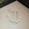 Kolczyki Dangle Tiowios 2023 For Women Pearl Tassel Ear Clip Clip zintegrowane z koreańskim stylem długi lekki luksus