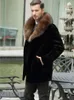 Futro męskie Faux 2023 jesień zima średniej długości wysoka naśladowanie cały płaszcz futra norki do męskiego Rów odzieży Koreański luksusowy płaszcz 231214