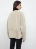 女性用ジャケットカシミア長袖冬の女性2024fwフレンチレザーボタンラウンドネックシングル胸部ショートコート