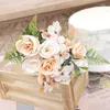 Fiori decorativi Autunno Rosa artificiale Bouquet da sposa in seta di qualità Fiore di ortensia finta Matrimonio fai da te Decorazioni per la casa Artigianato Accessori da giardino