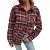 Kvinnors blusar skjortor Autumn Women Vintage Loose Red Plaid Casual Shirts Female Turn-Down Collar Long Sleeve Blue with Button Outwear Clothing YQ231214