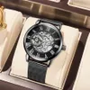 MGorkina Mechanical Watch Men Automatyczny steampunk Mens szkielet es czarny przezroczysty sport