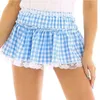 Skirts Women Summer Lace Side Pleated Girls Cosplay Mini Plaid Short Skirt Soft Lightweight JK Uniform Japanese Style