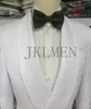 Mens Suits Blazers Custom Pour Hommes Made Groomsmen White Mönster Groom Tuxedos Shawl Lapel 2st Wedding Jacket Pants Costume Homme 231214