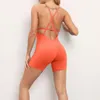 Aktiva uppsättningar Cross Backless Unitard Gym Women Romper One Piece Yoga Set Sportwear Sexy Monkeys Female Sport Short Jumpsuit Fitness Overalls