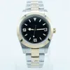 Reloj Lume de dos tonos para hombre, alta calidad, automático, 36MM, bisel liso, esfera negra, cierre Flod, cristal de zafiro, relojes de pulsera para hombre 2849