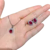 Charms 925 Sterling Silver Created Ruby Stone High Carbon Diamonds Necklace Earrings Ring Wedding Fine Jewelry Sets For Women7224083