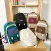 Sac à dos multi-poches contrastées pour femmes, boucle de mode, sac de livre tendance en Nylon Kawaii pour étudiants