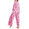 Pijamas femininos Xingqing Quebra-nozes Pijama de Natal y2k Mulheres Loungewear estampado em torno do pescoço manga comprida camiseta tops e calças rosa 231214