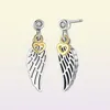 Angel Wings Stud Earrings 100% Sterling Silver Plated 18K Gold with CZ Diamonds for Womens Stud Earrings with Box2760294