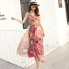 Casual Dresses Sexy Summer Dress Women Real Silk Maxi Boho Beach Evening Party Ladies Strapless Floral Vestido 2090