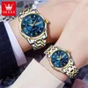 Montres-bracelets OLEVS 5513 Couple montres paire pour hommes et femmes de luxe en acier inoxydable étanche Quartz montres mode amoureux montre ensemble 231213