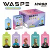 オリジナルのWaspeデジタルボックスパフVape Vaper 12000パフ12k 10k E-Cig Dopateable Vape Pod充電式バッテリーメッシュコイル20mlプレフィルド10フレーバー12kパフ