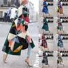 Women's Trench Coats Autumn Winter Women Coat Elegant Y2K Chic Clothes Fashion Flare Long Sleeve Print Jacket Outwear Overcoat