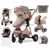 Strollers# Royal Luxury Baby 3 In 1 Stroller High Landscape Folding Wagen Pram Carrage Portable Travel Cars Drop levering Kinderen DHW0G Q240429