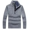 Herrenpullover Herbst Herren Dicker warmer Strickpullover Solide Langarm-Rollkragenpullover Halber Reißverschluss Warmer Fleece-Winterpullover Bequeme Kleidung 231213