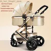 Strollers# New Luxury Baby Stroller Portable pushchair High Landscape Reversible Stroller Four wheels Strollers Travel Pram baby carriage L230625 Q231215