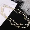 Nowy moda luksusowy projektant Diamond Lucky Leaf Pearl Classic Eleganc Multi -Long Long Sweter Naszyjnik dla kobiety213t