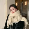 Halsdukar chenkio kvinnors vinter varma halsduk koreansk mode tassel mohair mjuk förtjockning imitation kashmir sjal hijab280g