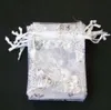 20x30cm 100 st White Farterfly Organza Wedding Jewelery Presentväska 70x90 MM Party Bags Pouches6610048