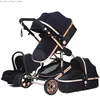Barnvagnar# lyxig baby barnvagn 3 i 1 bärbar resevagn vikbar barnvagnar aluminium ram hög landskapsbil för nyfödda L230625 Q231214