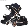 Passeggini # Passeggino di lusso 3 in 1 Carrozzina da viaggio portatile Carrozzine pieghevoli Telaio in alluminio Auto ad alto paesaggio per neonato L230625 Q231214