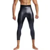 Body Shapers voor heren Leer Rekbaar Casual Biker Club Partybroek Body Shaper Taille Trainer Hoge taille legging Fitness 9pts broek met zakken 231213