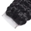 Vattenvåg 4x4 spetsstängning brasiliansk jungfrulig mänsklig hår transparent schweizisk spetsfri del före plockad med babyhår naturligt svart