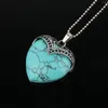 Colliers de pendentif 11 types Turquoise Stone naturelle avec chaîne Boîte à affaire de coeur Forme ajustée pour femmes bijoux Collier de bricolage