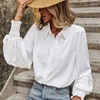 Vrouwen Blouses Casual Turn Down Kraag Tops 2023 Herfst Vrouwen Chiffon Shirts Mode Lange Mouw Polka Dot Blouse Elegante Witte kleding