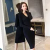 Casual Dresses Woman OverSized Long Knit Women Maxi Sweater Dress Female Warm V-neck Loose High Street Midi Pullover Es Vestido G618