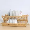 Kitchen Storage Bamboo Dish Rack Drying Holder Utensil Drainer Plate Wooden Flatware