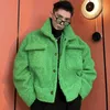 Men's Fur Faux Fur Handsome Green Padded Jacket for Men Lamb Wool Thickened Winter Short Lapel Coat Fashion Unisex High Street Bigh Top 231213