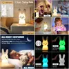 Bicchieri da vino Led Night Light Sile Coniglio Lampada con sensore tattile Animale carino Arredamento camera da letto Regalo per bambino Bambino Tavolo da tavolo Casa Drop Consegna Dh9Cn