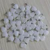 Ciondoli Moda naturale Pietra di quarzo bianco Amore perle di pietra a forma di cuore Pendenti 20mm per ciondolo per creazione di gioielli Whol2290