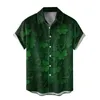 Chemises décontractées pour hommes Chemise à revers à revers pour hommes Chemise à imprimé trèfle vert à manches courtes Festivals irlandais Costume Vêtements quotidiens