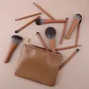 Makeup Brushes Feiyan 12 PCS Portable Brown Set Mini Synthetic Hair Foundation Powder Blush Make Up avec sac