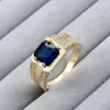 Cluster Rings High Quality Blue Crystal Stone Angel Ring Cutting Cubic Zirconia For Women Retro Engagement Jewelry Female