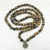 SN1148 Modna Tiger Eye 108 Mala Bransoletka om Buddha Bransoletka lub naszyjnik Bransoletka do jogi 4 Bransoletka z kamienia naturalna 254i