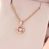Cadenas Clásicos en chapado 14k oro rosa redondo pequeño collar 585 cristal púrpura colgante cadena de clavícula regalo de joyería de fiesta
