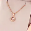 Kedjor Klassiker i pläterade 14K Rose Gold Round Small Necklace 585 Purple Crystal Pendant Clavicle Chain Party Jewelry Gift