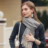 Шарфы Ohmmayby, кашемировый шарф для женщин, мужчин и женщин, однотонный зимний теплый длинный шарф большого размера с шалью с кисточками