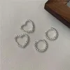 Boucles d'oreilles créoles simples couleur argent, perle ronde en forme de cœur, boucle d'oreille circulaire, mode, petits bijoux polyvalents pour femmes