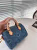 Borsa a cuscino in denim di design di lusso di alta qualità Borsa a tracolla da donna Borsa a tracolla Borsa a tracolla Accessori in metallo dorato 16 cm