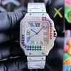 Diamond Watch Automatic Mechanical Movement Mens الساعات السوار المقاوم للماء ياقوت في ساعة معصم الفولاذ المقاوم للصدأ 40 مم W288Q