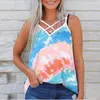 Frauen Tanks ärmellose Sonnenblume Tanktops sexy Kreuzgurt Weste Y2K Boho Beach T -Shirts