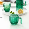 Tazas Creative Cute Teacup Cactus Glass Water Cup 6 PCS Set Taza apilable Cerveza fría Tazas de café Vaso